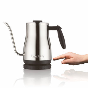 BODUM BISTRO ELECTRIC GOOSENECK WATER KETTLE - SILVER S/S 1L, 34OZ - The Coffee Machine Collective